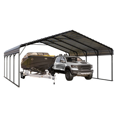 20 X 20 Ft Heavy Duty Carport With Removable Sidewalls,galvanized Steel Roof