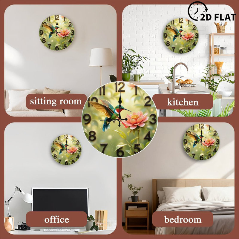 Magnifique horloge murale avec colibri
