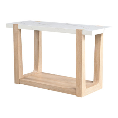 Niangua Weyla Faux Marble Top Sofa Table With Bottom Shelf