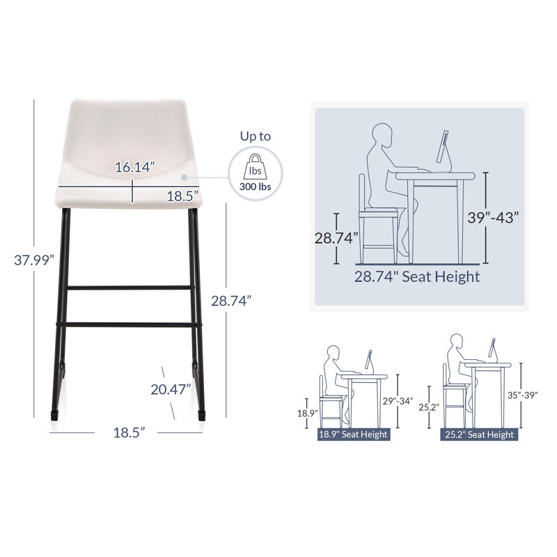 Chaise Mainville, Blanc, Tabouret de bar (siège d'une hauteur de 28,74 po)