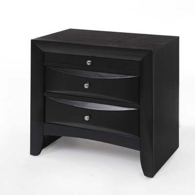 Table de chevet noire avec placage - Pièce de chambre à coucher avec rangement pratique moderne et profil attrayant