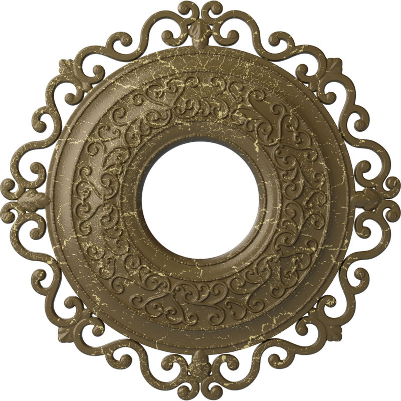 Médaillon de plafond Endurathane Orrington, diamètre extérieur de 22 po x P 6 1/4 po x P 1 3/4 po (convient aux auvents jusqu'à 6 1/4 po), fini craquelé de boue Mississippi peint à la main