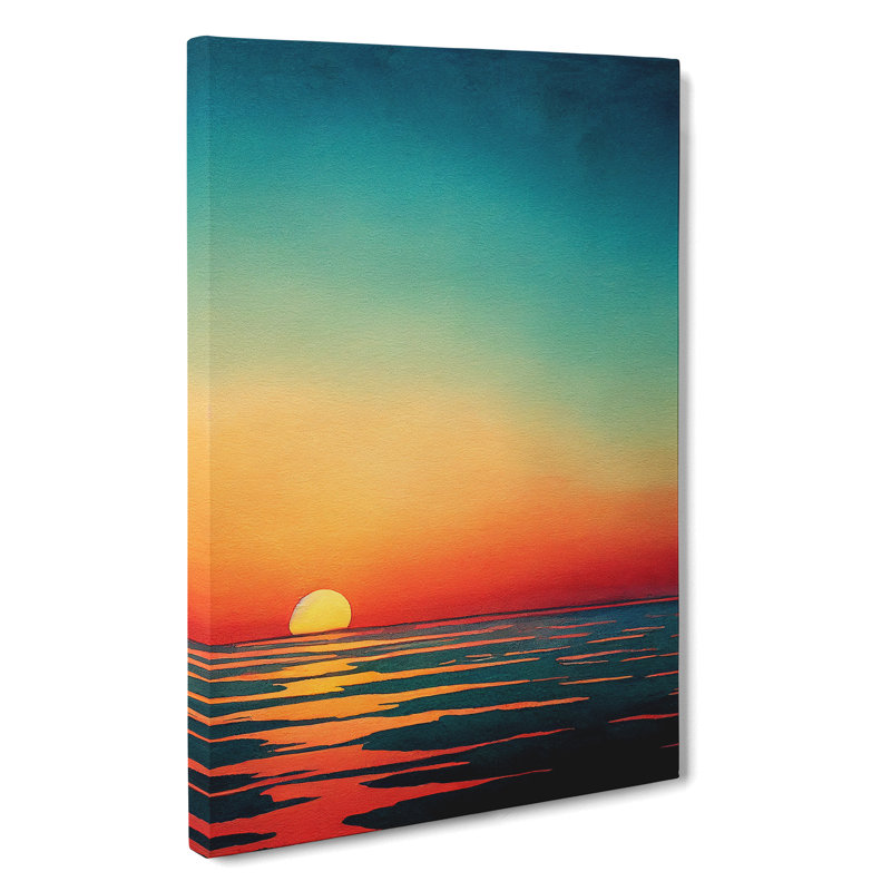Watercolour Ocean Sunset No.7 - Wrapped Canvas, 50cm H x 35cm W x 3cm D