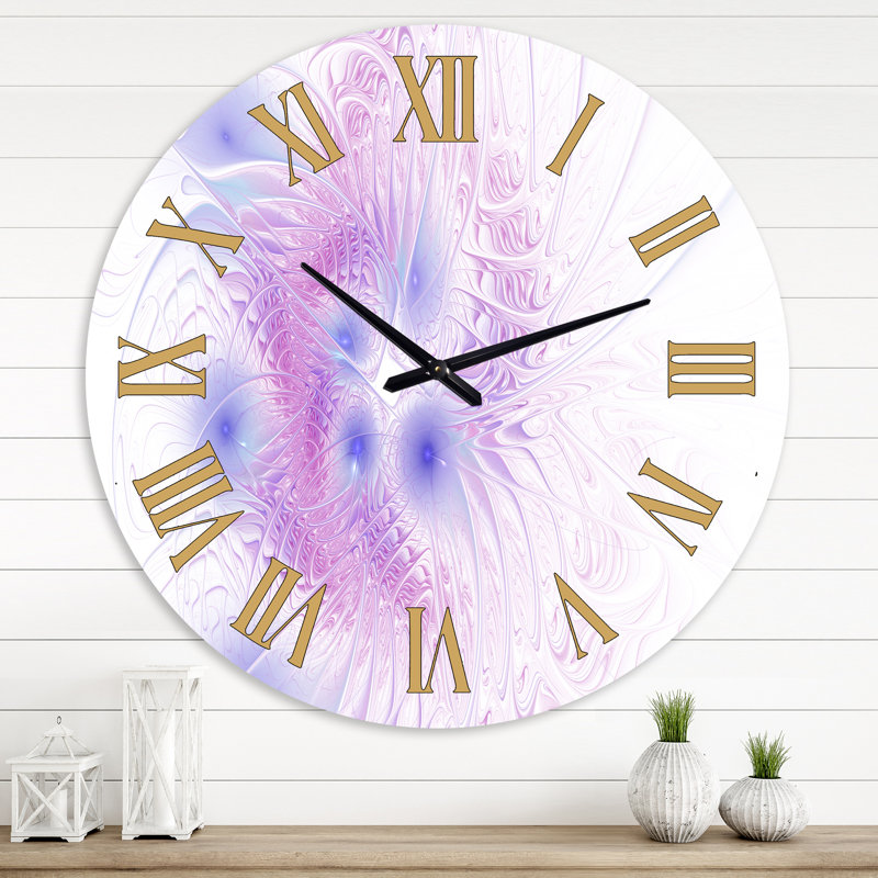 Floral Fractal II - Horloge murale moderne, Médium