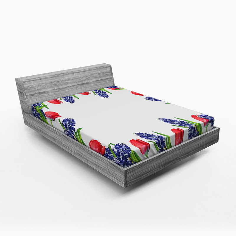 Microfiber Floral Fitted Sheet, Full Fitted Sheet