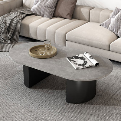 Table basse ovale en fer fritté noir