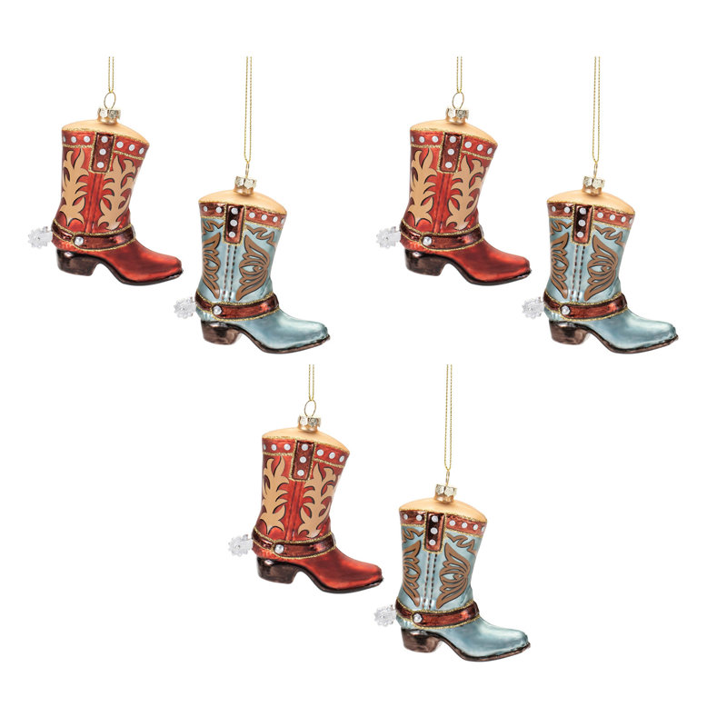 Ornement en verre en forme de botte de cowboy