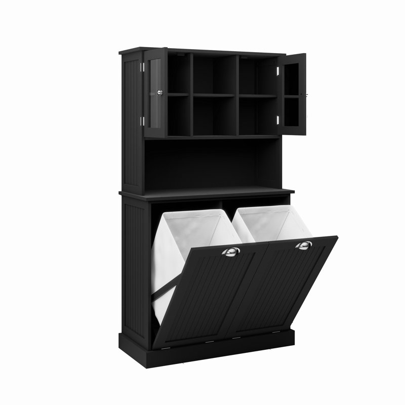 Tilt-Out Bathroom Cabinet - Black. Constructed With E1 , . 150Lbs Load Capacity. Save Space Adjustable Shelves. Keep Laundry In Removable Bags. Simple Yet Elegant Square Handle. Coated For A Shiny