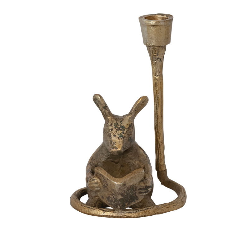 Cast Aluminum Mouse Shaped Taper Candle Holder
