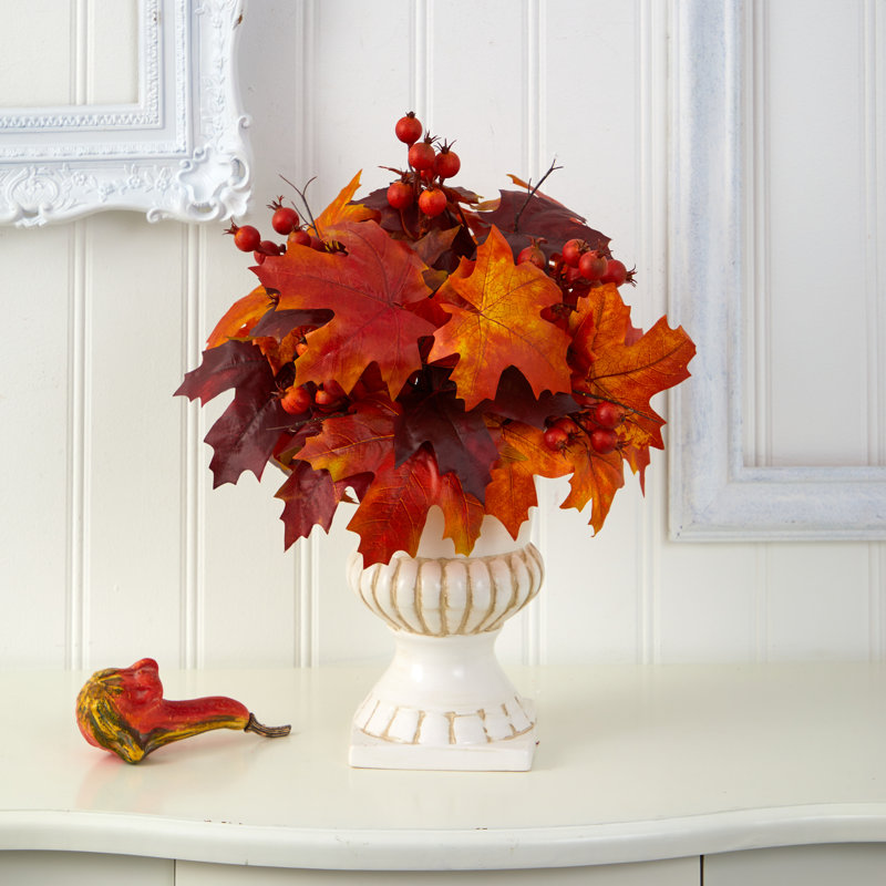 20'' Faux Maple Plant in Ceramic Urn