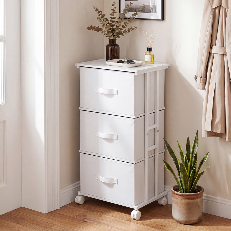 Dresser Storage with 3 Drawers, Metal Frame for Closet Storage, Vertical Storage Cabinet for Bedroom, Wardrobe, and Office