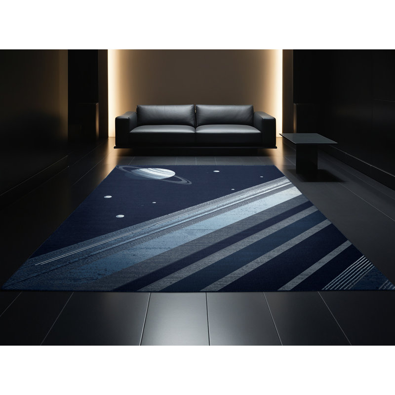 Tapis bleu moelleux moelleux Vega, 5 x 8
