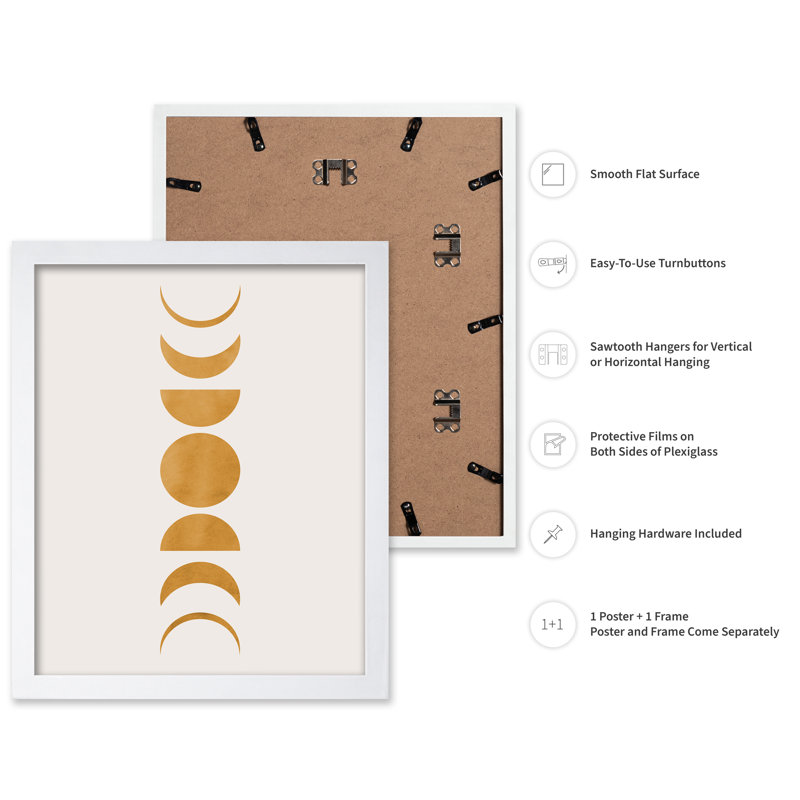 Phases de la lune no 1, 11"H x 14"W, Affiche, Encadrement blanc