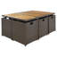 Ensemble de table de salle à manger 11 pièces en osier PE avec plateau en bois pour 10 personnes, rotin brun et coussin beige