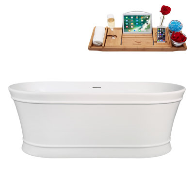 Baignoire autoportante et plateau 65 "avec drain interne Streamline