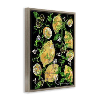 Cadre flottant citrons et feuilles d'acanthe, design par Susan Lugar