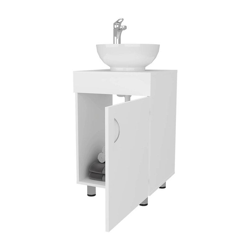  Meuble-lavabo avec lavabo et robinet intégrés, Blanc