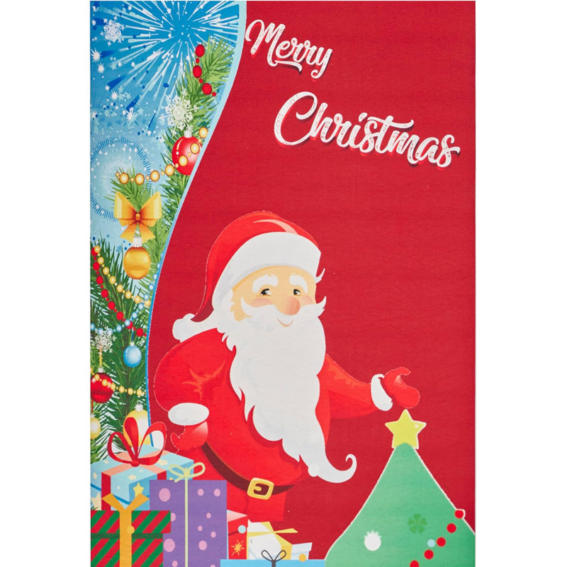 Anael Santa & Snowman 60cm X 180cm Area Rug