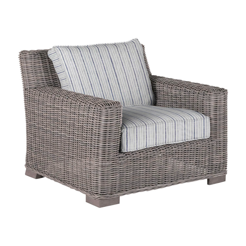 Rustic Woven Lounge Chair, Welt, Oyster, Linen Forest