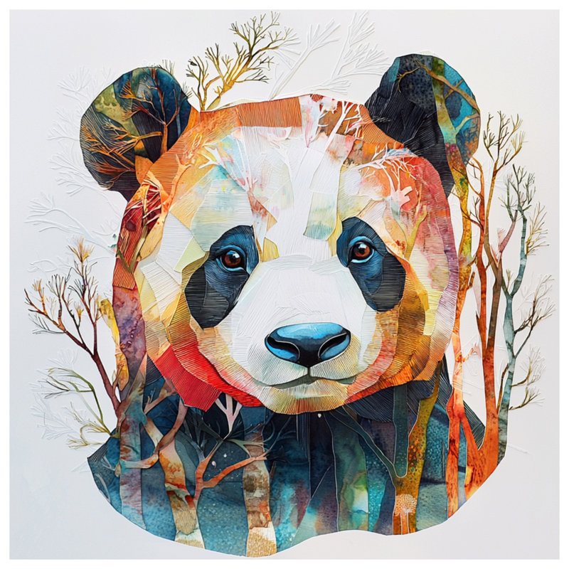 Colorful Panda Illustration Bedding Panda Bedspread Animal, Queen
