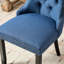 Chaise de salle à manger contemporaine, tissu en lin, bleu, élégantes chaises rembourrées en lin avec base en bois massif fabriquées à la main, bleu-596787465