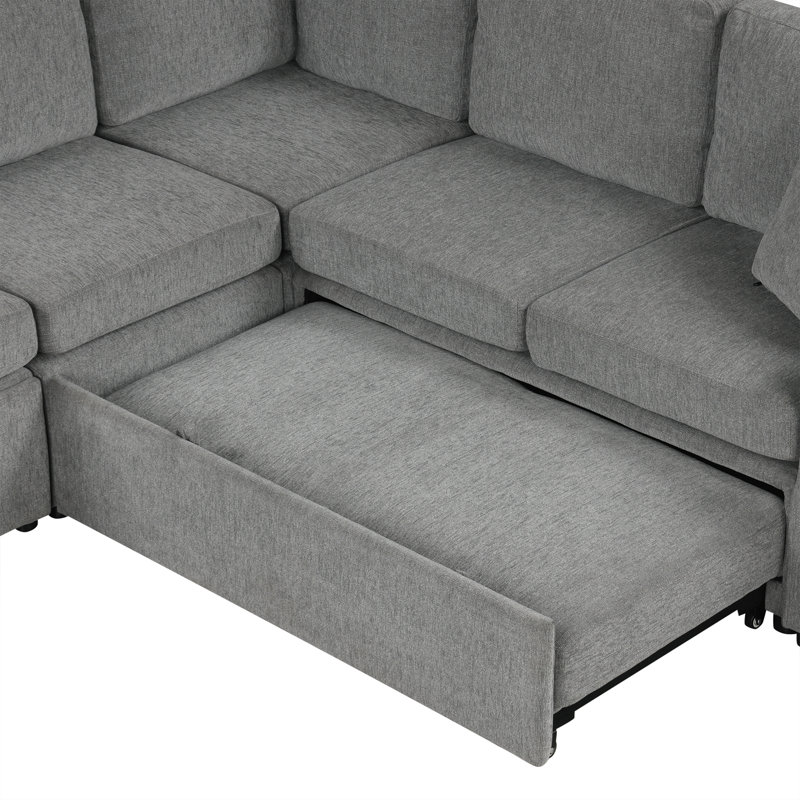 Canapé modulaire convertible en U, Gris