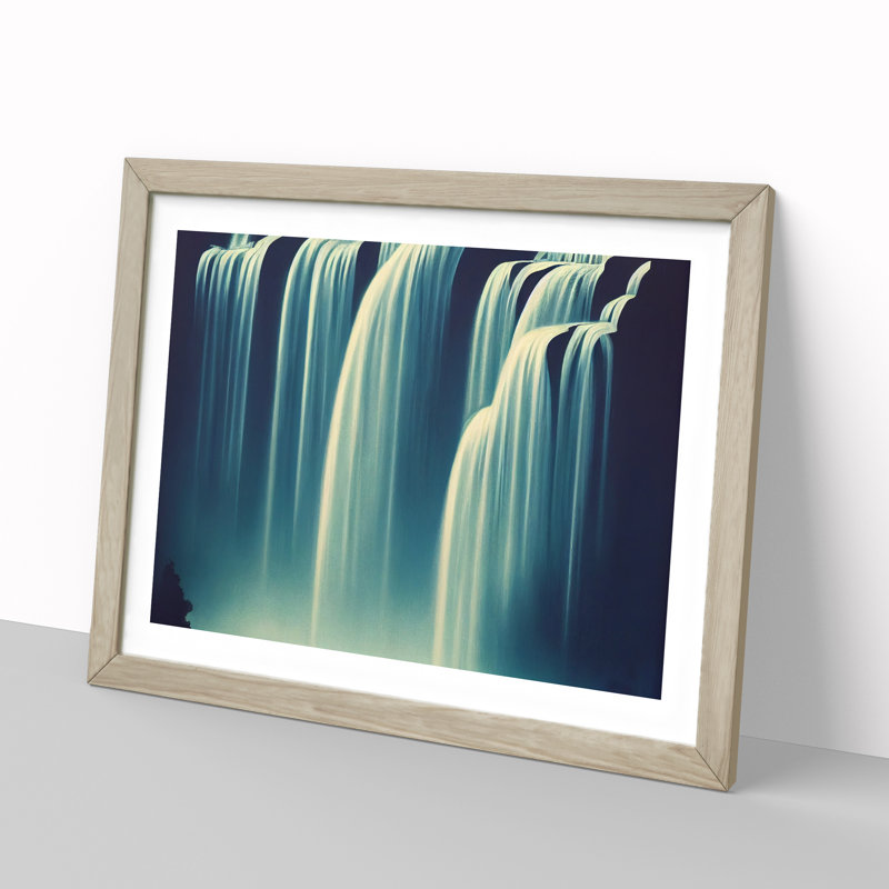 Waterfall Scene - Framed Print, 46cm H x 64cm W, Oak Framed