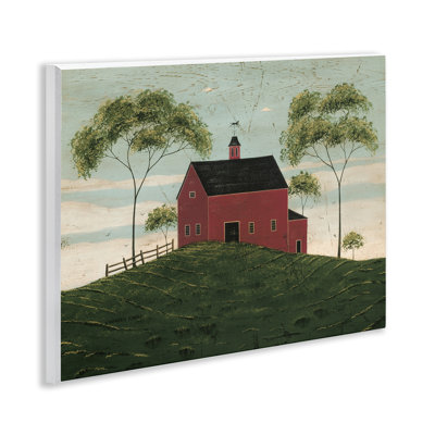 Plaque murale « Grange rouge et deux arbres », création de Warren Kimble