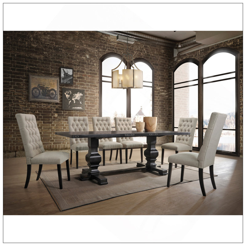 Morland Vintage Black Finish 7 Pcs Dining Room Set