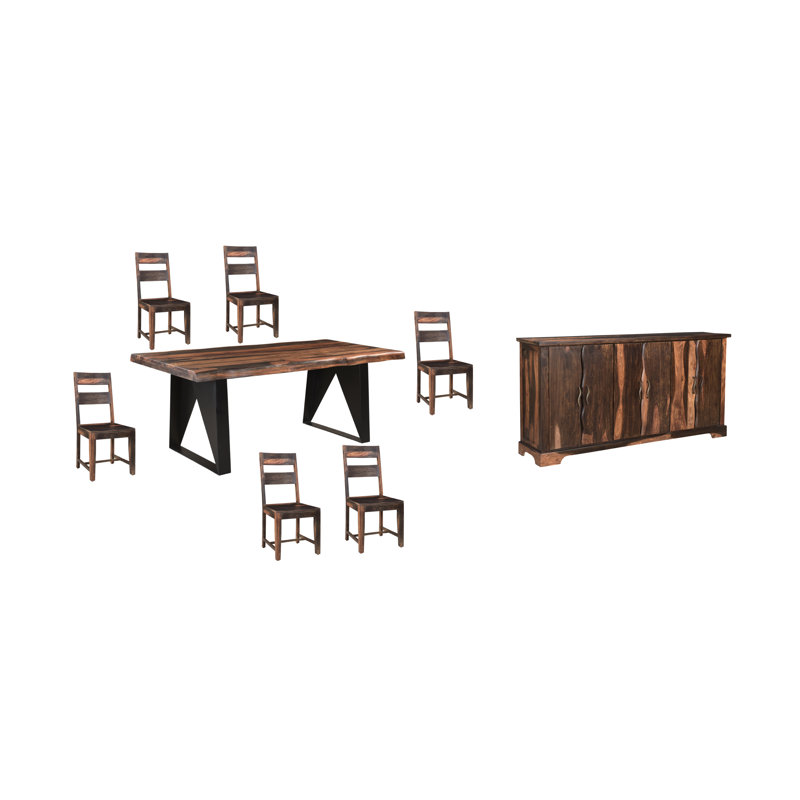 Chaliyah 6 - Person Solid Wood Top Double Pedestal Dining Set