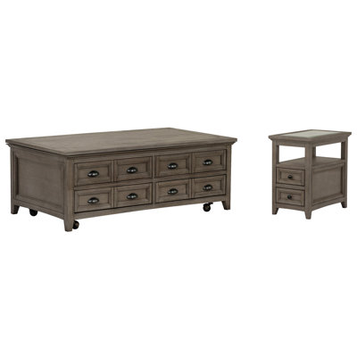 Holton Lift Top Storage Caster Cocktail Table With Chairside End Table
