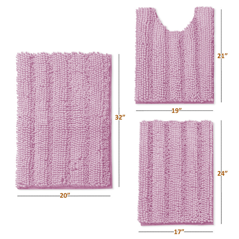 Clara Clark Chenille Microfiber Bathroom Rugs with Non-Slip Backing, Lilac
