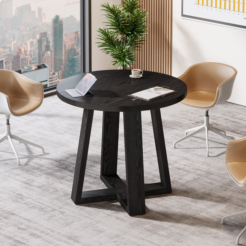Petite table de conférence ronde de 31,5 po, Noir