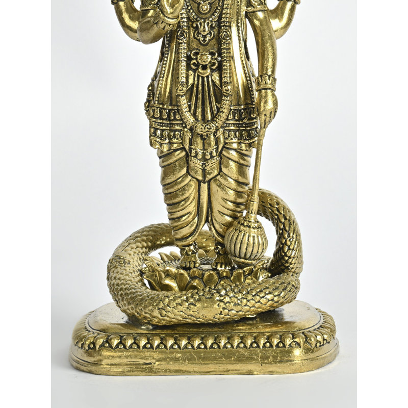 Superbe statue de Vishnu debout en laiton sous le Sheshnag, décor de temple doré pour la maison, cadeau DDM607