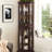 Illuminated 3 - Side Glass Cabinet With Build, 4 Corner Shelves, Clear Visibility, Cherry For Home Decorating Display Built In , Tipping Device, Tool Setup,