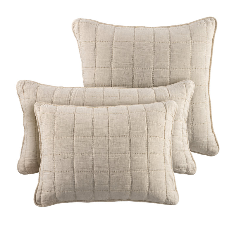Monet White Quilted Sham, King, Natural