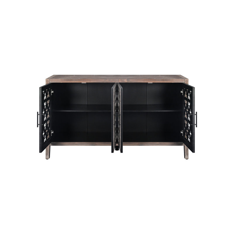 Armoire brune antique à quatre portes Hollow - American Country Style Home Decor Salon, télévision, cuisine avec placage de pin