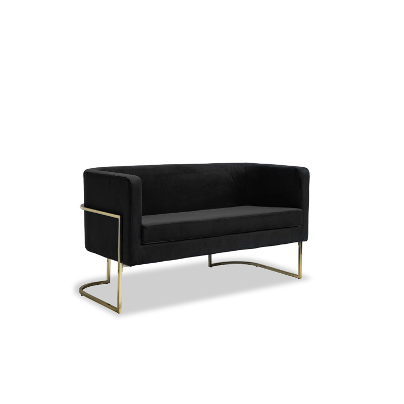 Upholstered 51'' Loveseat, Black Velvet