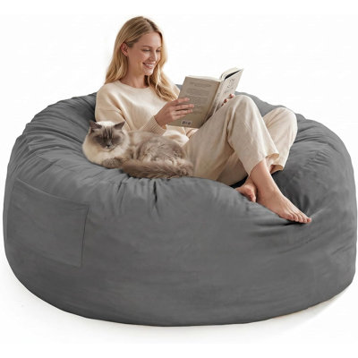 4-in-1 Memory Foam Bean Bag Chair, Oversized 4ft Convertible Bean Bag Bed & Lounger, Soft Velvet Covers with Removable Washable Cover, Gaming Floor Sofa for Adults Teens Living Room