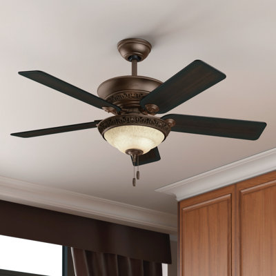 Ventilateur de plafond standard à 5 pales de 52 po avec lumière et chaînes