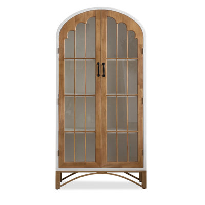 White + Brown + Gold Solid + Manufactured Wood + Glass + Iron Display Cases
