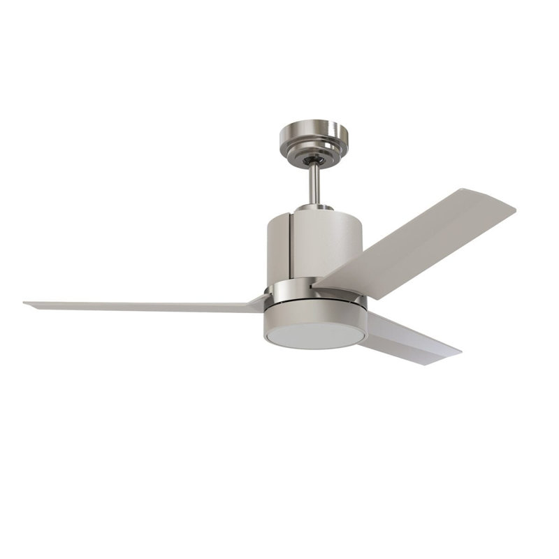 Ventilateur de plafond en nickel satiné Trinity 44 avec ensemble d'éclairage DEL et télécommande - Modern Home Modern