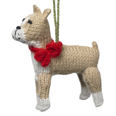 Ornement de Noël tricoté à la main Boxer Dog