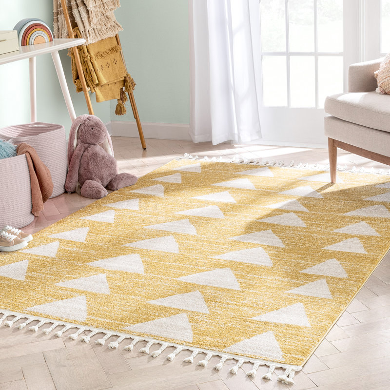 Kennedy Triangles Yellow Children's Rug, Rectangle 120 x 160cm
