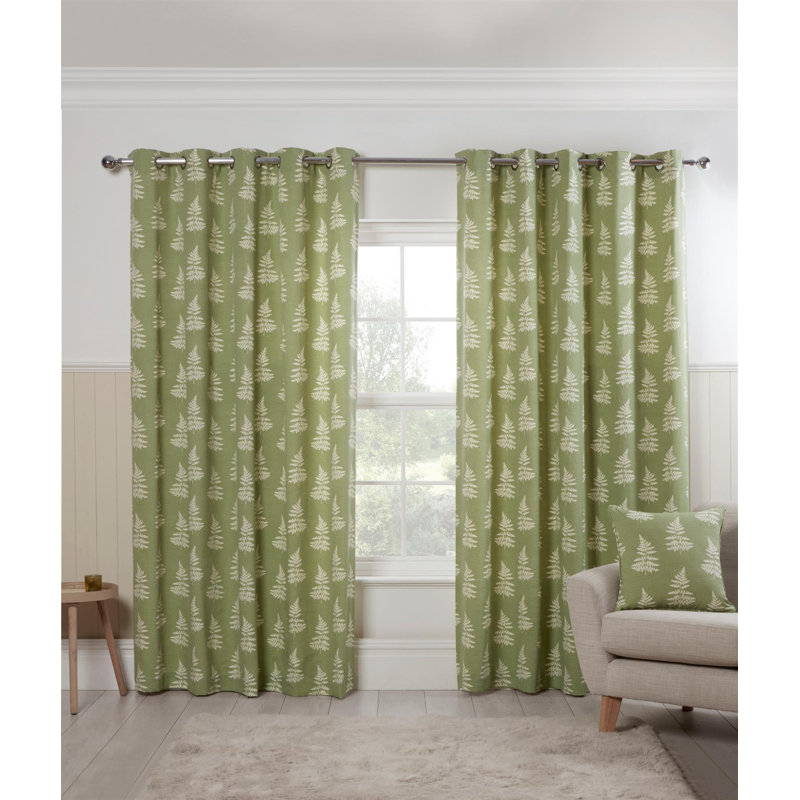 Jevin Cotton Blend Room Darkening Curtain Pair, Green, 72cm Width x 46cm Drop
