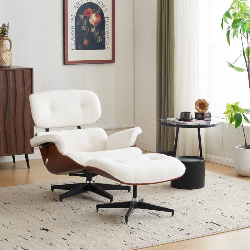 Teddy Boule Swivel Lounge Chair and Ottoman