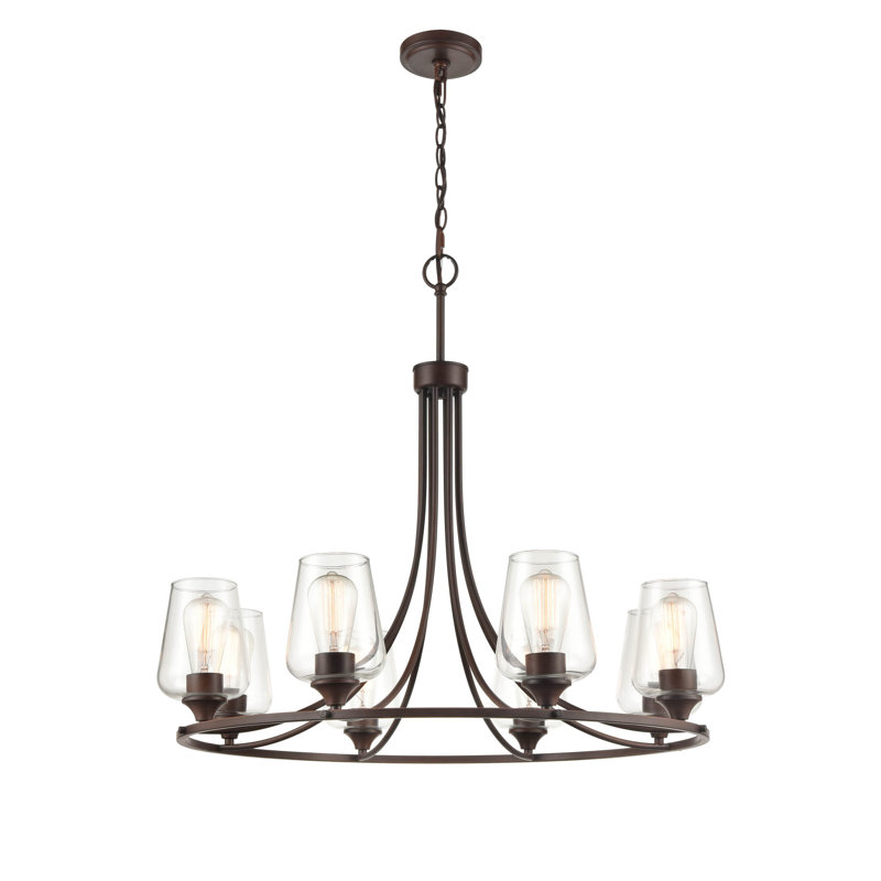 8 - Light Dimmable Wagon Wheel Chandelier