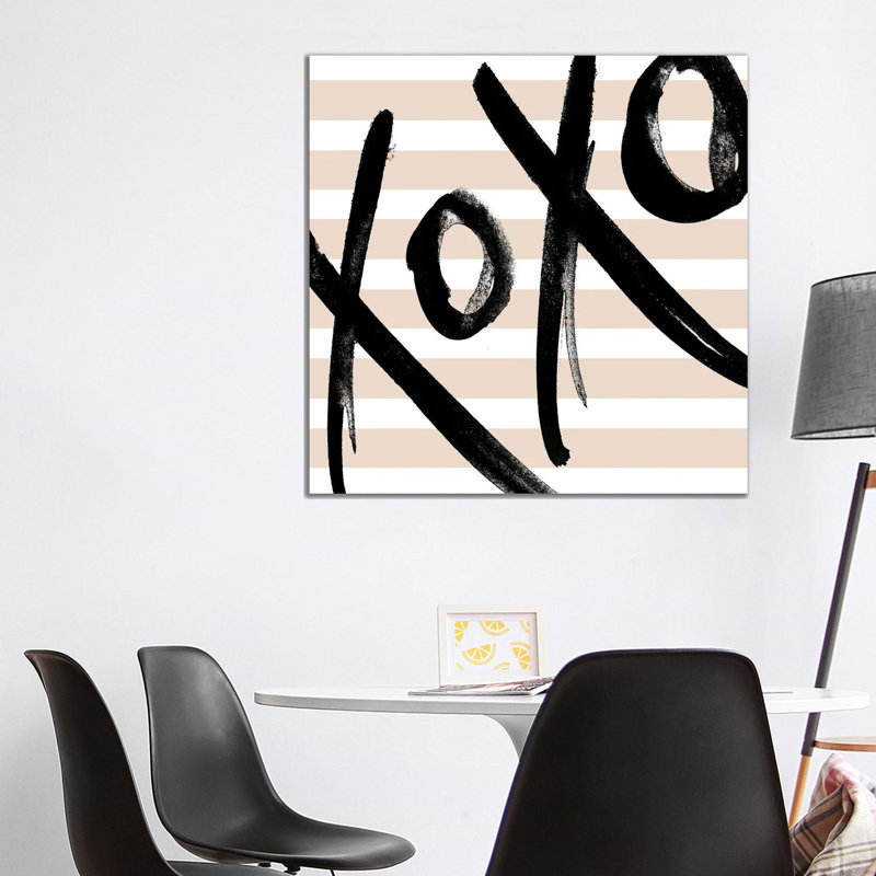 Neutral Glam XOXO 1 Piece Wall Art on Canvas, 30.48 cm H x 30.48 cm W, Wrapped Canvas