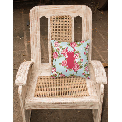 Beetle Floral Outdoor Throw Pillow