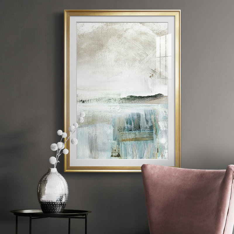" Summer Teal II " Painting Print, Gold, 36.5" H x 26.5" W x 1" D